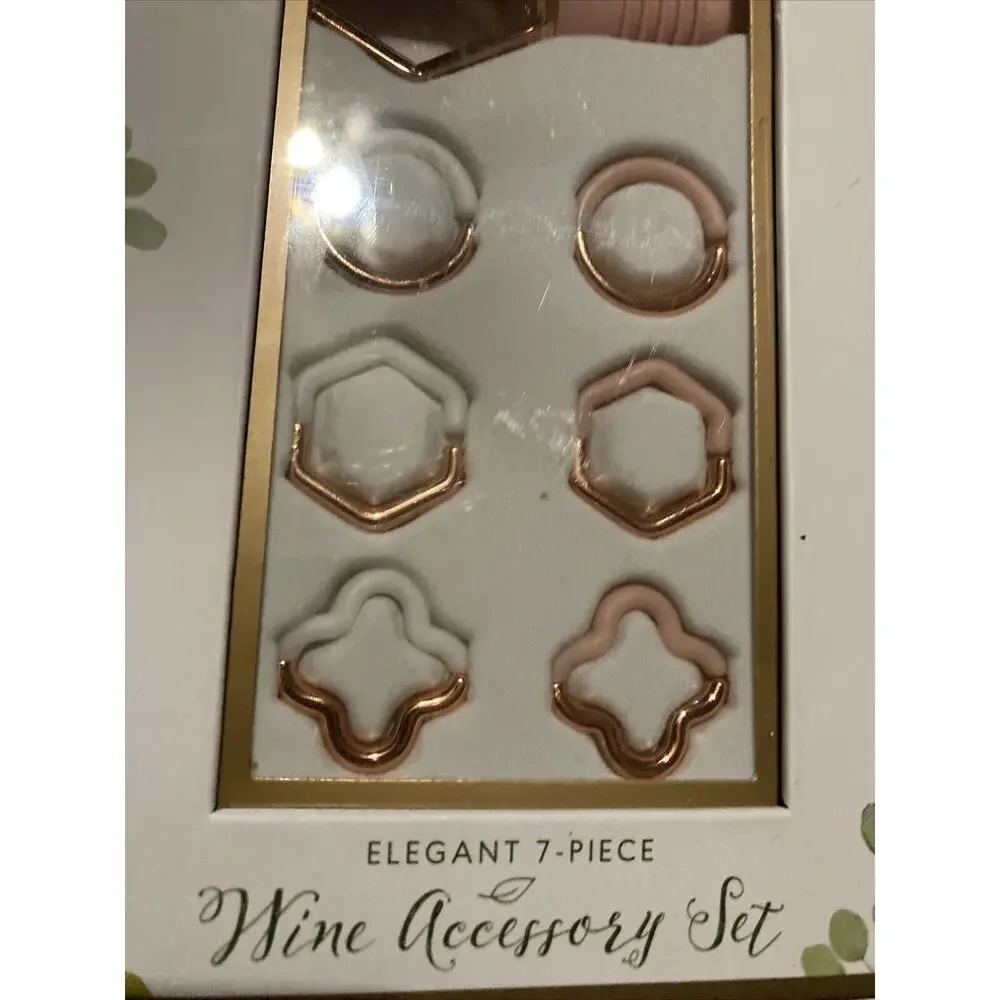 Laura Ashley Elegant 7 Piece Wine Accessory Set Wine Opener Glass Charms New‎
